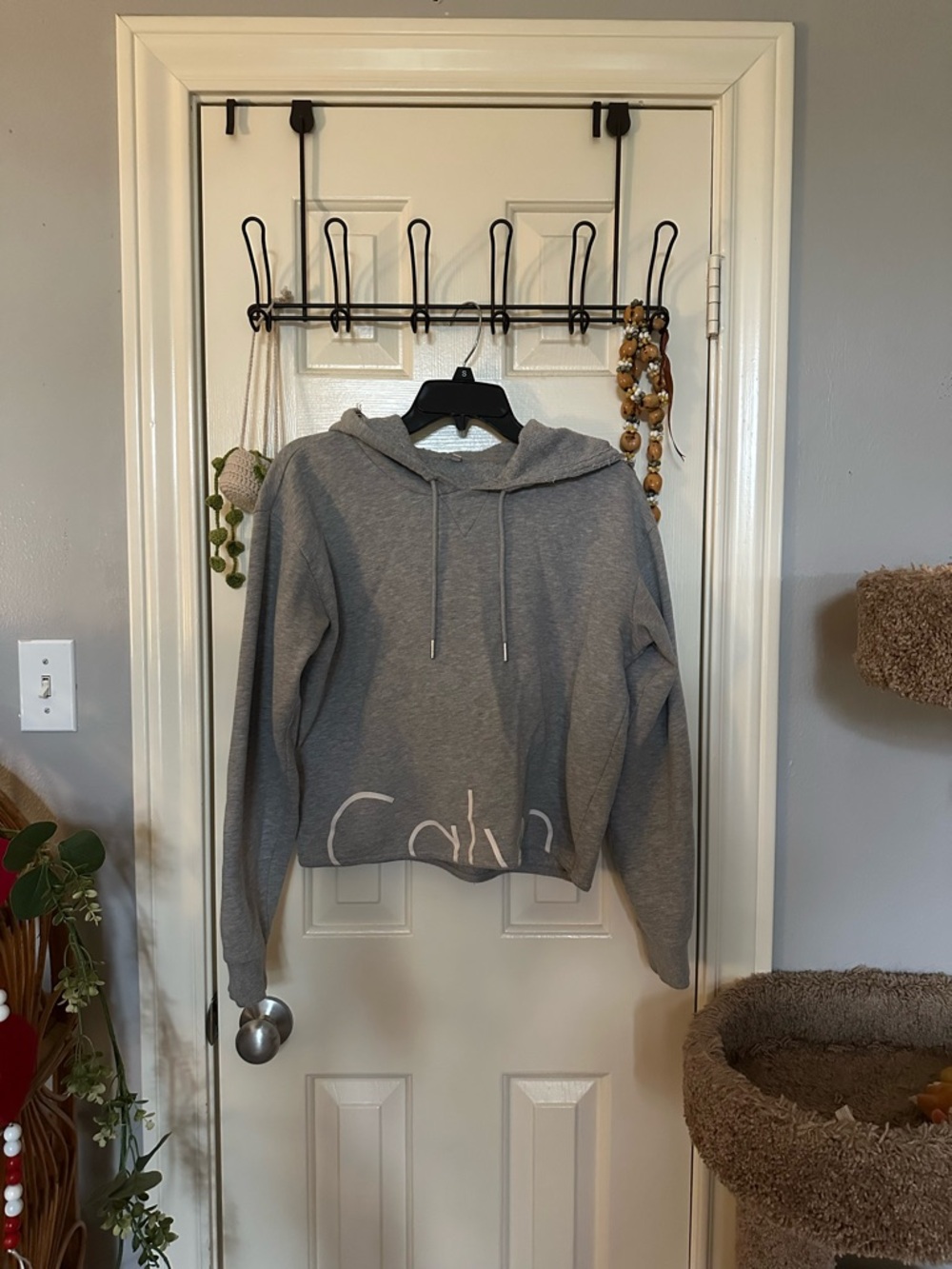 Calvin Klein Gray Cropped Hoodie